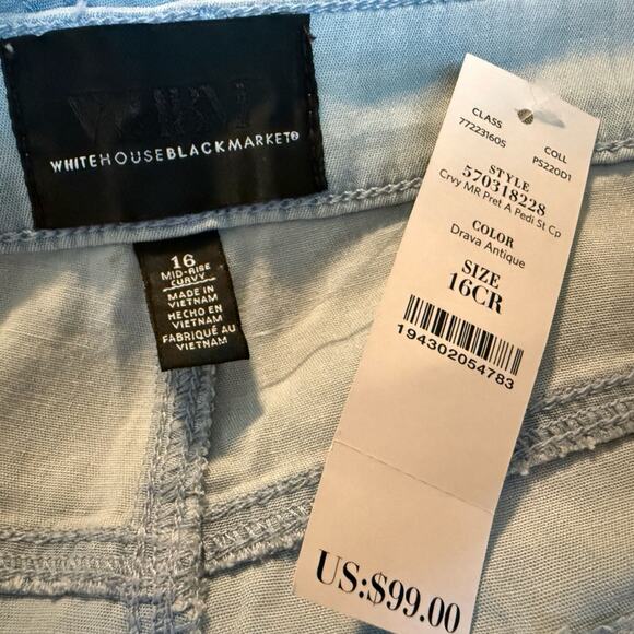 WHBM Women’s Sz 16 Curvy Mid-Rise Pret-A-Pedi Straight Crop Pants New NWT - Picture 3 of 6